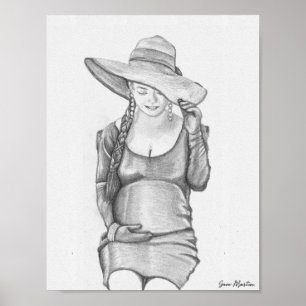 Zwanger Vrouw Schilderij Print