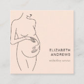 Zwanger Vrouw Simpel Modern Peach Vierkante Visitekaartje (Voorkant)
