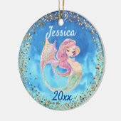 Zwanger Zeemeermin Goud Confetti Keramisch Ornament (Links)