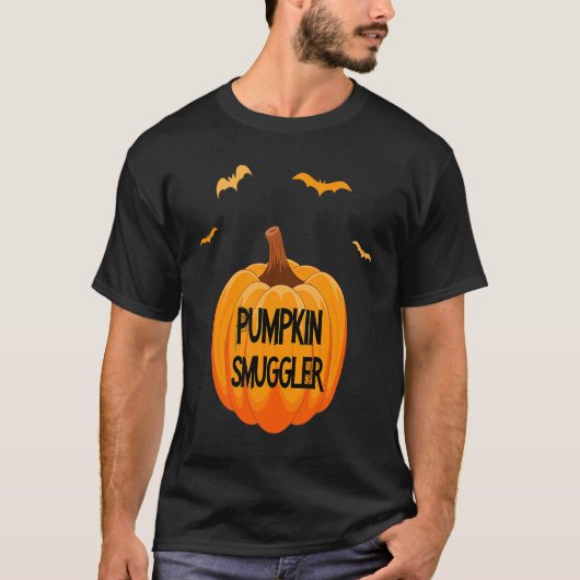 Zwangere aankondiging Halloween pompoen smokkelaar T-shirt (Voorkant)