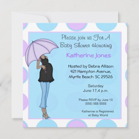 Zwangere Afrikaanse Amerikaanse makelaarnodiging Kaart (Voorkant)