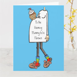 Zwangere Dame Light Skin Tone Baby shower Kaart