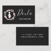 Zwangere dame Silhouette Cute Floral Doula, echtge Visitekaartje (Voorkant / Achterkant)