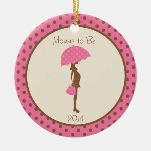 Zwangere  kerstversiering keramisch ornament (Voorkant)