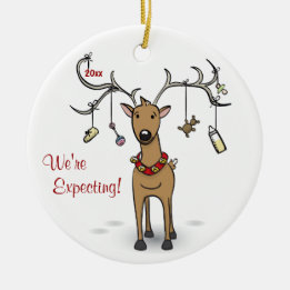 Zwangere kerstversiering - Reindeer Ultrasound Keramisch Ornament