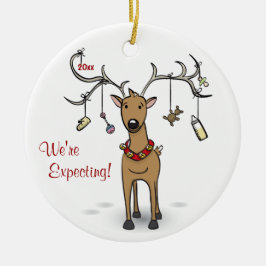 Zwangere kerstversiering - Reindeer Ultrasound Keramisch Ornament