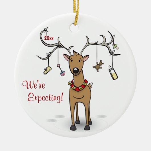 Zwangere kerstversiering - Reindeer Ultrasound Keramisch Ornament (Voorkant)