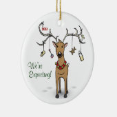 Zwangere kerstversiering - rendier verwacht keramisch ornament (Rechts)