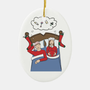 Zwangere kerstversiering Zachte Nacht Bruin Keramisch Ornament