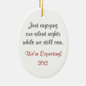 Zwangere kerstversiering Zachte Nacht Bruin Keramisch Ornament (Achterkant)