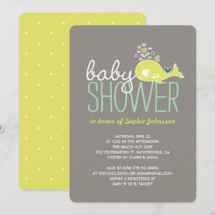 Zwangere Limoen Whale Twins Boy & Girl Baby shower Kaart