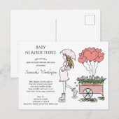 Zwangere mam 3e Baby sprinkhanenschoen per post Uitnodiging Briefkaart (Voorkant / Achterkant)