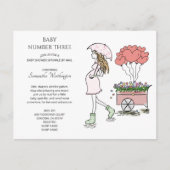 Zwangere mam 3e Baby sprinkhanenschoen per post Uitnodiging Briefkaart (Voorkant)