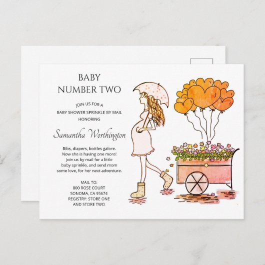 Zwangere mam Baby sprinkhanenschoen per post iv Uitnodiging Briefkaart (Voorkant / Achterkant)