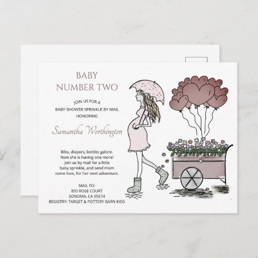 Zwangere mam Baby Sprinkle schok per post Uitnodiging Briefkaart (Voorkant / Achterkant)