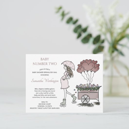 Zwangere mam Baby Sprinkle schok per post Uitnodiging Briefkaart (Staand voorkant)