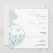 Zwangere mam en blauw Baby shower van de Daisies C Kaart (Voorkant)
