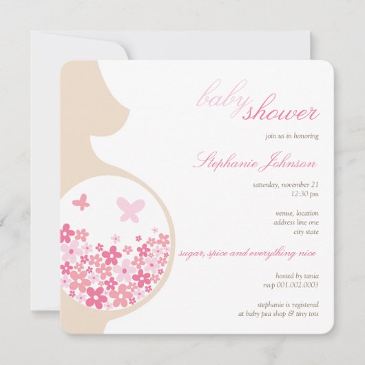 Zwangere mam en roze Baby shower van het meisje Kaart (Voorkant)