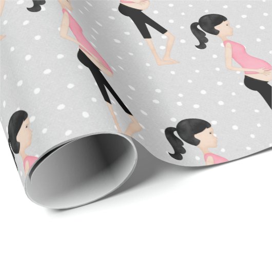 Zwangere mam op poladots cadeaupapier (Rol Hoek)