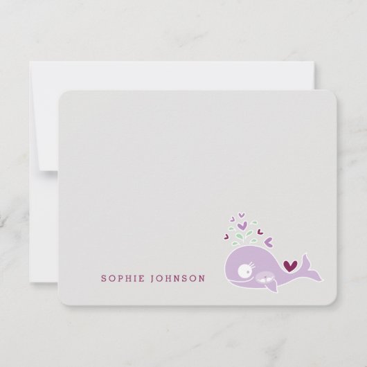 Zwangere mam Paarse walvis Twin Girls Baby shower Bedankkaart (Voorkant)