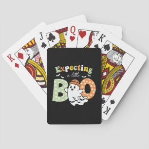 Zwangere mama in wording Little Boo Funny Hallowee Pokerkaarten