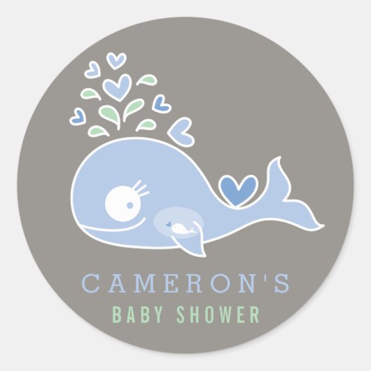 Zwangere mammie blauwe walvis Sticker Baby shower (Voorkant)