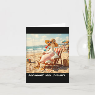 Zwangere meisje zomer gans strand kaart