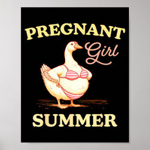Zwangere meisje zomer grappige baby aankondiging g poster
