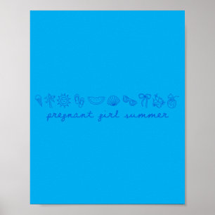 Zwangere Meisje Zomer Grappige Baby Aankondiging M Poster