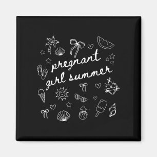 Zwangere Meisje Zomer Grappige Baby Aankondiging T Magneet