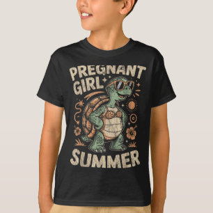 Zwangere meisje zomer schildpad grappige strandvak t-shirt