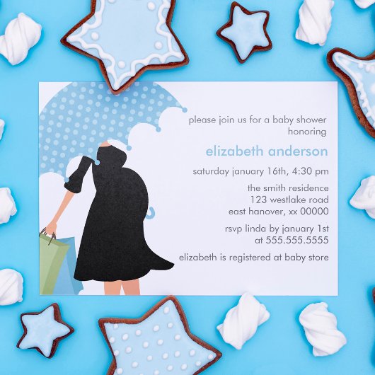 Zwangere moeder Baby shower {blauw} Kaart