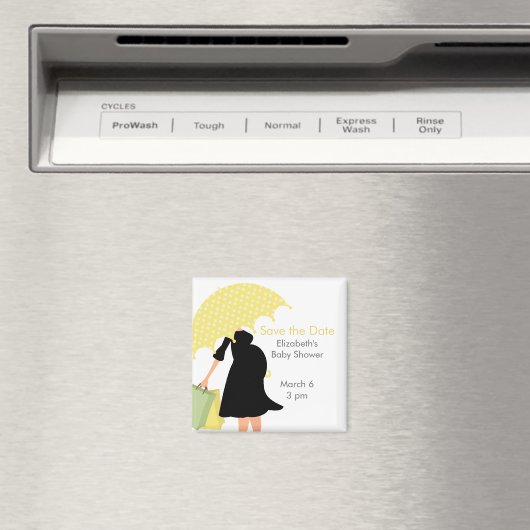 Zwangere moeder Baby shower {geel} Magneet (Insitu (Vaatwasser))