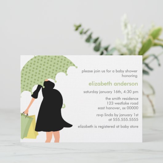 Zwangere moeder Baby shower {groen} Kaart (Staand voorkant)