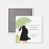 Zwangere moeder Baby shower {groen} Magneet (Voorkant / Achterkant)