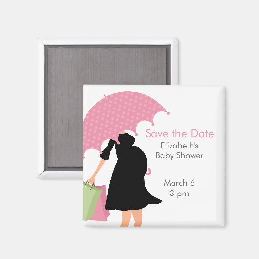Zwangere Moeder Baby shower {roze} Magneet (Voorkant / Achterkant)