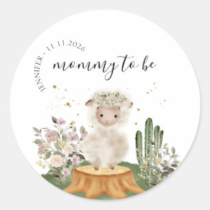 Zwangere moeder bosdier ronde sticker