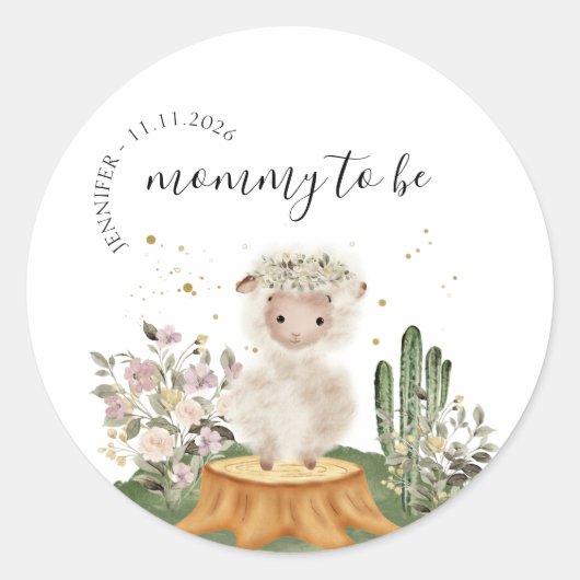 Zwangere moeder bosdier ronde sticker (Voorkant)