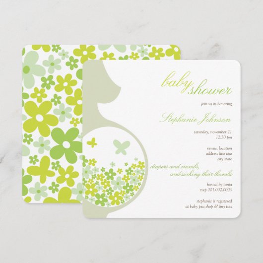 Zwangere moeder en groene dagen neutraal Baby show Kaart (Voorkant / Achterkant)