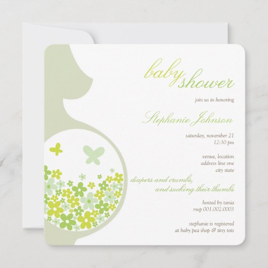 Zwangere moeder en groene dagen neutraal Baby show Kaart (Voorkant)