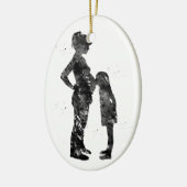 Zwangere moeder met dochter keramisch ornament (Links)