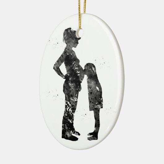 Zwangere moeder met dochter keramisch ornament (Links)