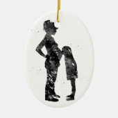Zwangere moeder met dochter keramisch ornament (Voorkant)