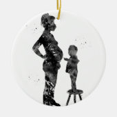 Zwangere moeder met zoon keramisch ornament (Voorkant)
