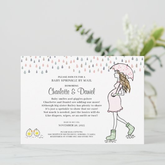 Zwangere moeder onder paraplu-Baby sprinkhaan per  Kaart (Staand voorkant)