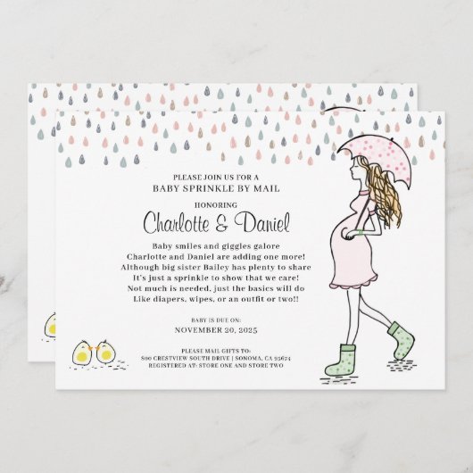 Zwangere moeder onder paraplu-Baby sprinkhaan per  Kaart (Voorkant / Achterkant)