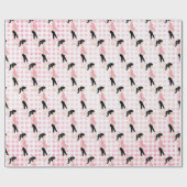 Zwangere moeder op roze gingham cadeaupapier (Vlak)