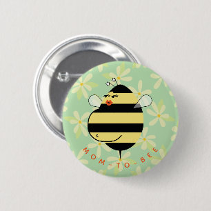 Zwangere Moeder-tot-Bij Geel Bloemmotief Ronde Button 5,7 Cm