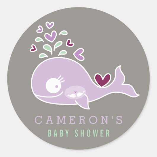 Zwangere Moeder Walvis Twin Meisjes Baby shower St Ronde Sticker (Voorkant)