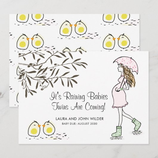Zwangere moeder Zwangerschap Aankondiging Twins (Voorkant / Achterkant)